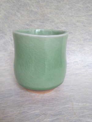 Theetas fel groen groot/Tea cup bright green big.