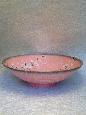 Noodel kom L roze met bloemen/Noodel bowl L pink with flowers.