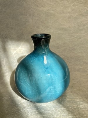 Vaasje rond turquoise.