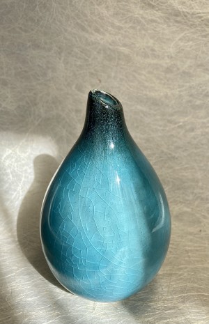 Vaasje hoog turquoise.
