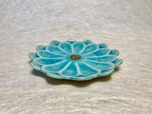 Bordje mini turquoise bloem.
